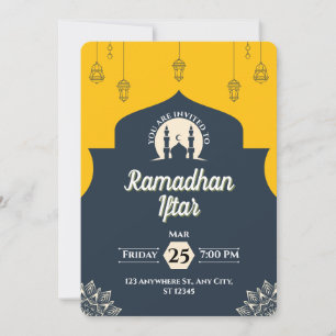 Einfache blaue Ramadan-Iftar-Einladung (porträt) Einladung