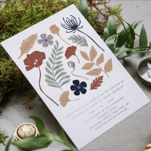 Einfache Blaue Redwood-Blumen Florale Moderne Hoch Folieneinladung