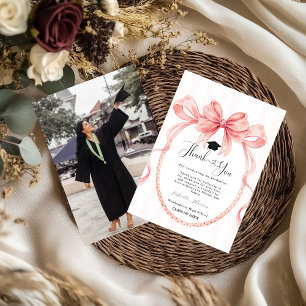 Einfache blaue rosa Danksagungskarte zum Abschluss Dankeskarte