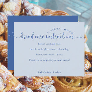 Einfache Blaue Schrift Brotpflegehinweise Bäckerei Dankeskarte
