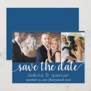Einfache blaue Schrift   Cerulean 3 Foto Calligrap Save The Date