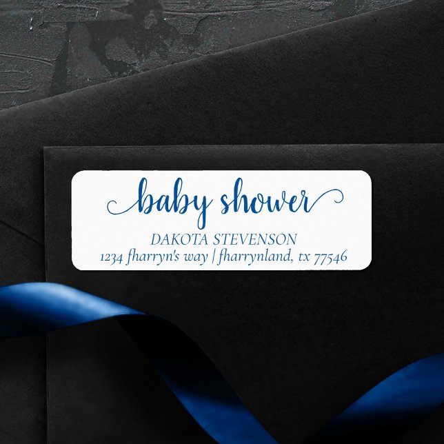 Einfache blaue Schrift | Cerulean Baby Showadresse (Von Creator hochgeladen)