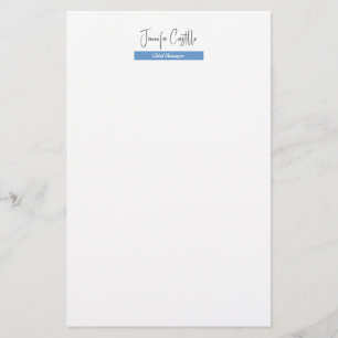 Einfache Blaue Schwarz-Weiße Minimalistische Kalli Briefpapier