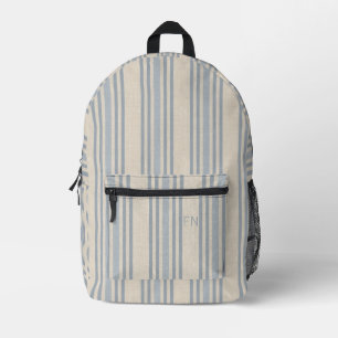 Einfache blaue Streifen mit monogrammierten Initia Bedruckter Rucksack