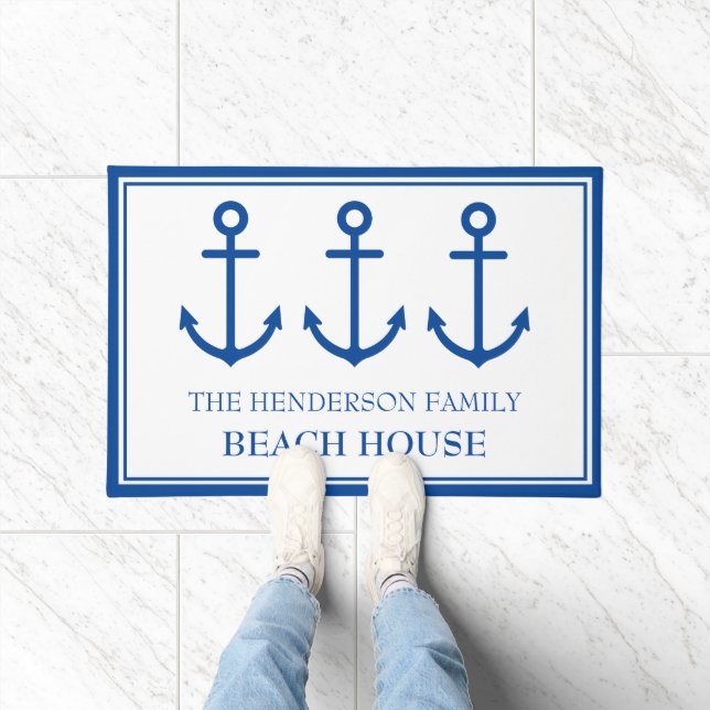 Einfache blaue und weiße Anker Fußmatte (Indoor)