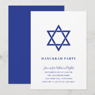 Einfache blaue und weiße Sterne des Party von Davi Einladung