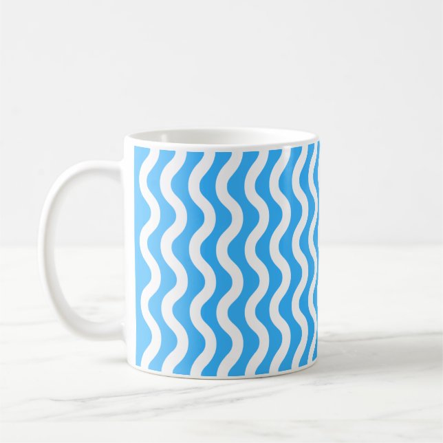 Einfache blaue Weiße Welle 11 oz. Kaffee-Tee-Tasse Kaffeetasse (Links)
