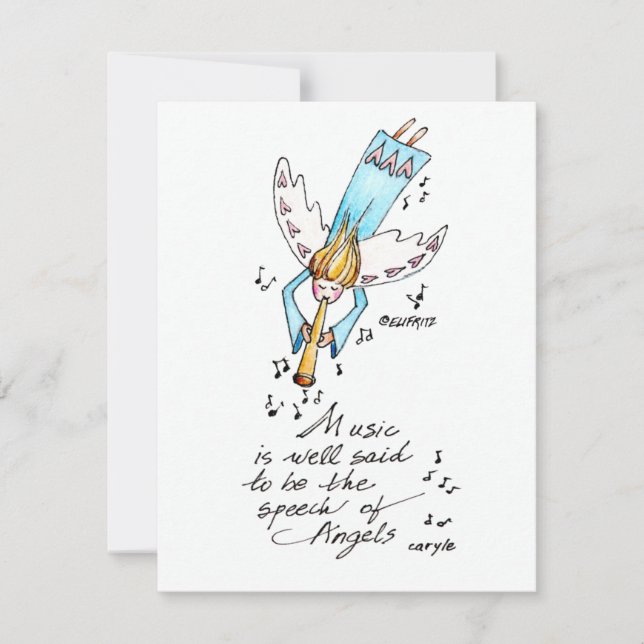 Einfache Blauer Engel mit Trumpet Mitteilungskarte (Vorderseite)