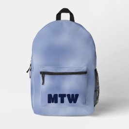 Einfache Blauer Farbverlauf und Vorlage für Monogr Bedruckter Rucksack