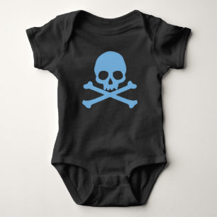 Einfache Blauer Schädel und Kreuze Baby Strampler