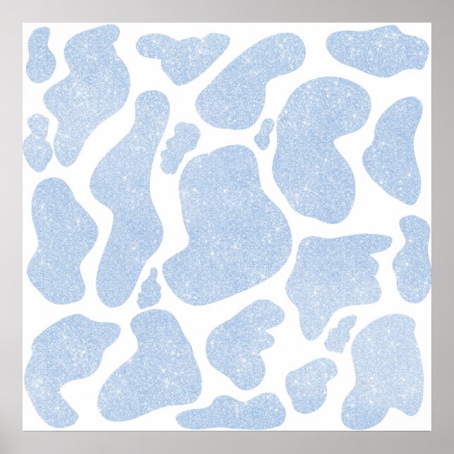 Einfache blauweiße große Kuh Spots Tierdruck Poster (Vorne)