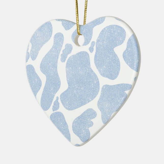 Einfache blauweiße große Kuh-Spots Tiermuster Keramik Ornament (Links)