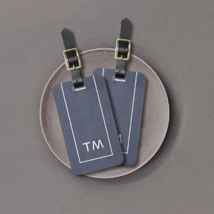Einfache blauweiße Linien fett Monogram Gepäckanhänger