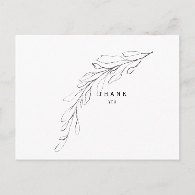 Einfache Bleistift Gezeichnet Foliage Stem Beerdig Postkarte (Vorderseite)