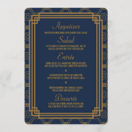 Einfache Blue Art Deco Karten für Hochzeiten