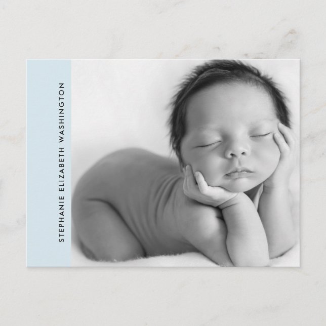 Einfache Blue Baby Birth B/W Foto Ankündigung (Vorderseite)