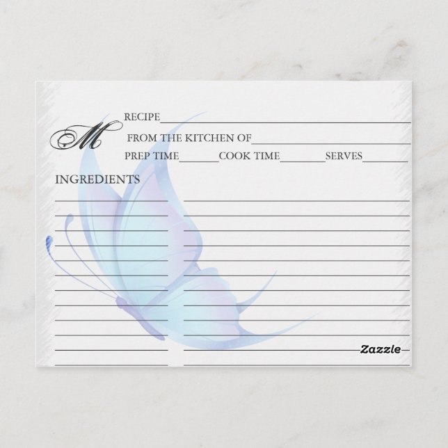 Einfache Blue Butterfly-Rezeptionskarten Postkarte (Rückseite)