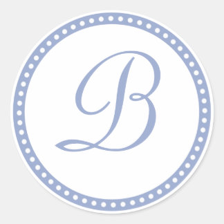 Einfache Blue Dot Monogramm Anfangskleber Runder Aufkleber