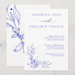 Einfache Blue Jewel Tone Hochzeit Einladung
