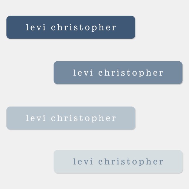 Einfache Blue Kids Name Labels Etiketten (Gruppe)