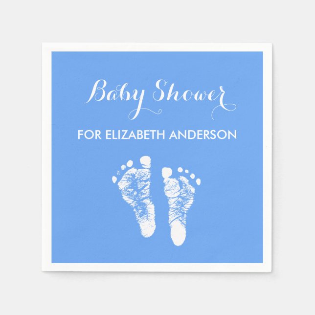 Einfache Blue Newborn Footprints Boy Baby Dusche Serviette (Vorderseite)