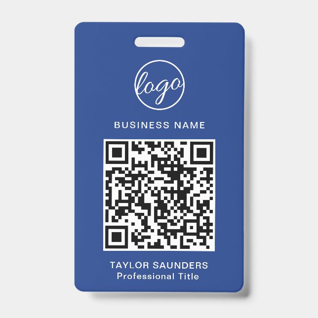 Einfache Blue QR Code Mitarbeiter-ID Ausweis (Vorderseite)