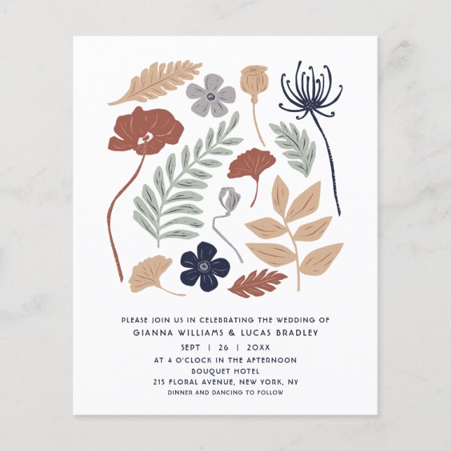 Einfache Blue Redwood Blume Moderne Hochzeiten Flyer (Vorne)