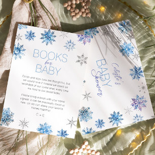 Einfache Blue Snowflake Babydusche Bücher für Baby Begleitkarte