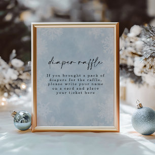 Einfache Blue Snowflakes Winter Baby Diaper Raffle Poster