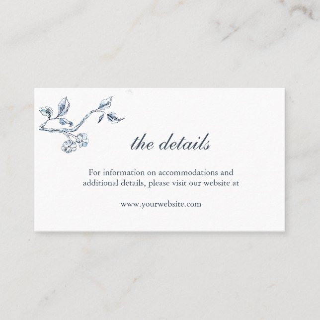 Einfache Blue-White-Hochzeitskarte Platzkarte (Vorderseite)