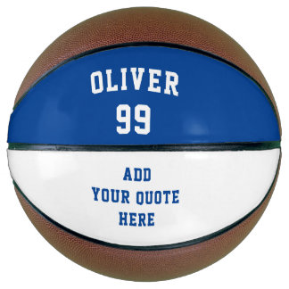 Einfache Blue White Name Number Zitat Basketball