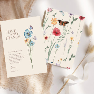 Einfache Blue Wildblume Liebe und Dank Hochzeit Dankeskarte