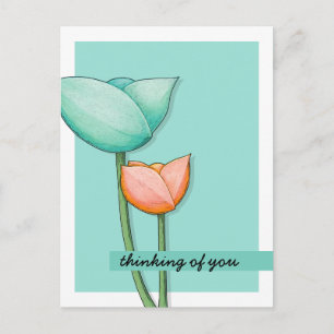 Einfache Blume aquamarin orange Postkarte