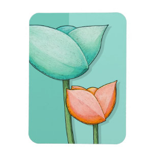 Einfache Blume aquamarin orange Premium Magnet