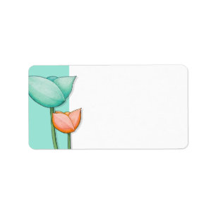 Einfache Blume aquamarin orangefarbenes Adressetik Adressaufkleber