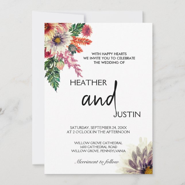 Einfache Blume auf der Wiese Einladung (Vorderseite)