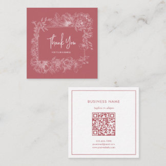 Einfache Blume Border Dusty Pink QR Code Vielen Da Quadratische Visitenkarte