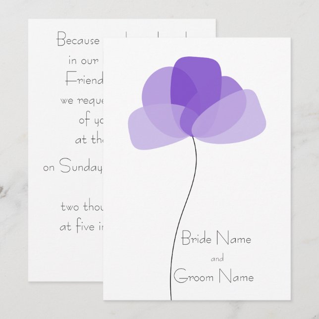 Einfache Blume Einladung (Vorne/Hinten)