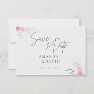 Einfache Blume Elegante flache Save the Date Karte