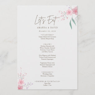 Einfache Blume Elegantes Hochzeitmenü Menükarte