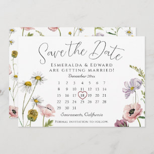Einfache Blume Hochzeitskalender Save the Date