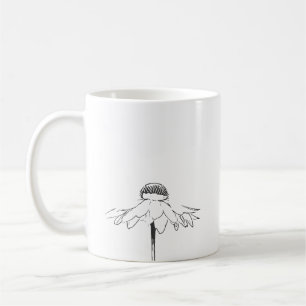 Einfache Blume in Schwarz und Weiß Zeichnend Kaffeetasse