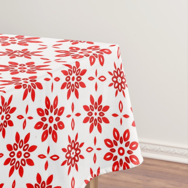 Einfache Blume in Weiß und Rot. Weihnachten Tischdecke (Beispiel)