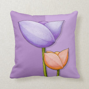 Einfache Blume lila Orangenpolster Kissen