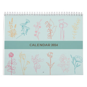 EINFACHE BLUME LINIE ART DESIGN   RETRO BIBLE VERS KALENDER