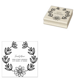 Einfache Blume Rücksendeadresse Gummi Briefmarke Gummistempel