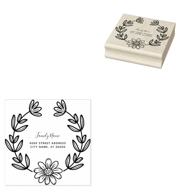 Einfache Blume Rücksendeadresse Gummi Briefmarke Gummistempel (Stempel)