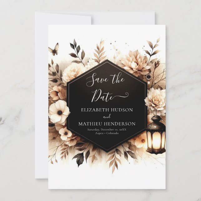 Einfache Blume Rustikale Hochzeit Save The Date (Vorderseite)