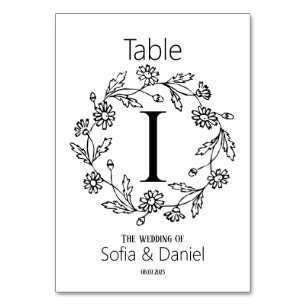 Einfache Blumen-Daisy-Umriss-Hochzeit Tischnummer