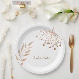 Einfache Blumenbotaniqe Gold Foil Wedding Pappteller